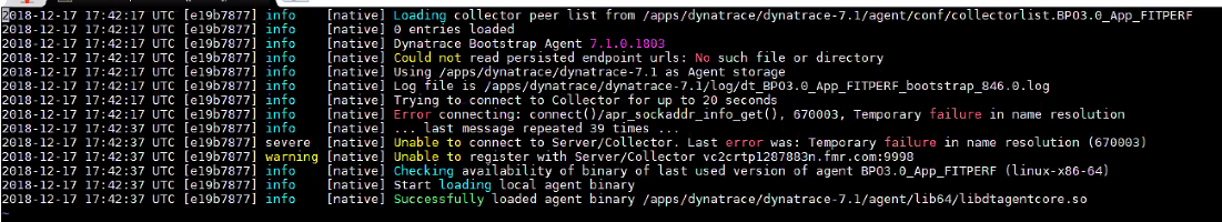 Solved Agent Cannot Connect To Collector Temporary Failure In Name Resolution Dynatrace Community