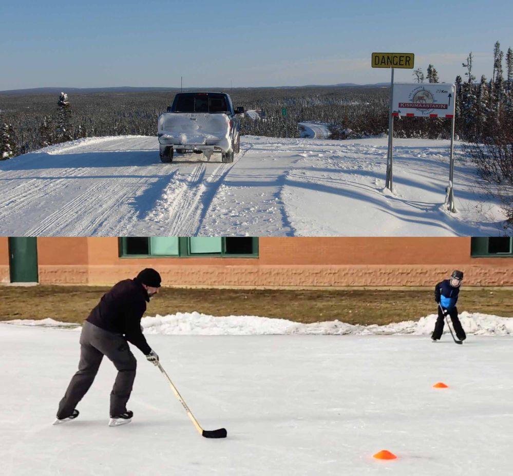 TOP: 40km North of the Trans-Taiga Road in Quebec / BOTTOM: Weekend practice at my local outdoor ice rink.