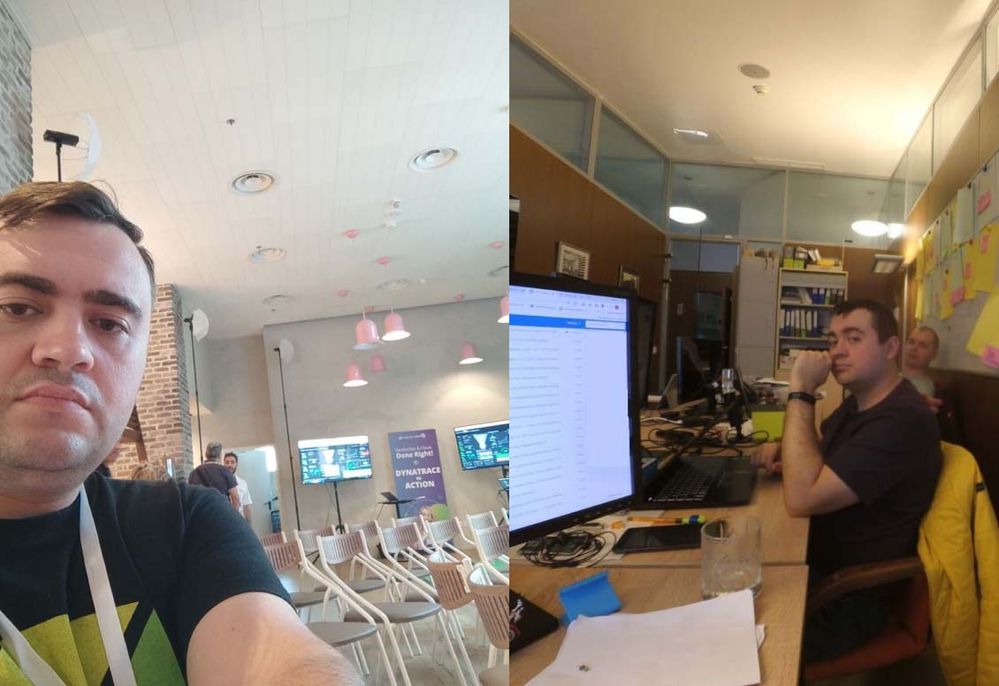 LEFT: Dynatrace Perform / RIGHT: At the office