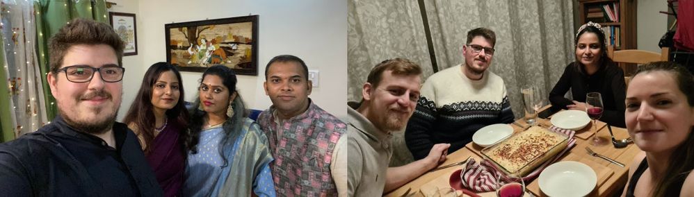 LEFT: India, Diwali. With friends. / RIGHT: Christmas holiday break fiancé trip to London meet the family.