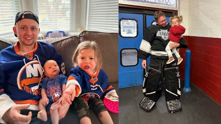 LEFT: I want to see the Islanders win the Stanley Cup, and so do my children (especially Remi who is mad mom got in the way of the game) / RIGHT: