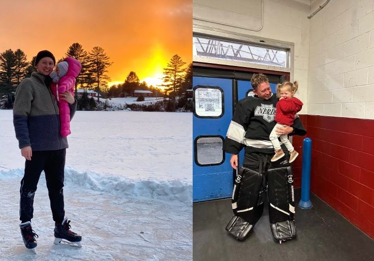 Pond Hockey (LEFT) and Ice Hockey (RIGHT). My daughter is my biggest fan.