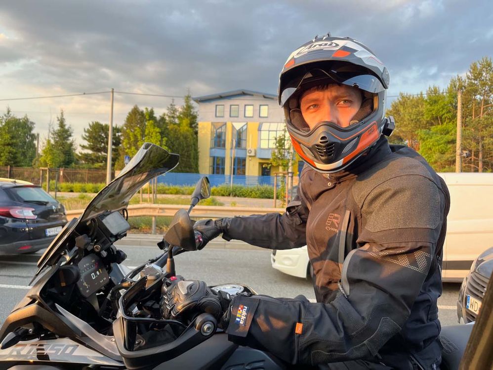 On a motorcycle trip to Estonia.