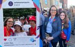 LEFT: Watching England win at the UEFA Women’s EURO final with family. / RIGHT: Marking Remembrance Day by parading with Guides.