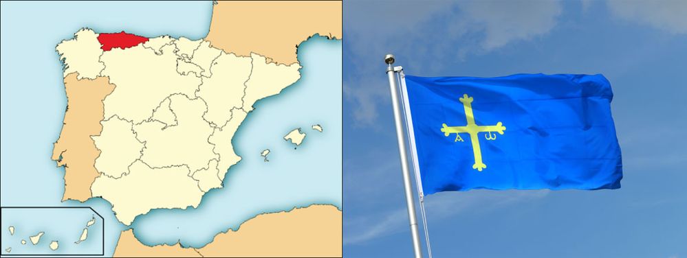 LEFT: Asturias region in Spain. / RIGHT: Asturias’s flag.