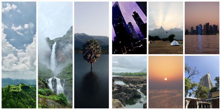 LEFT: Unexplored place scenic view Mahad, Raigad. /  RIGHT: From left took my first photo using Fujifilm X-T1 at Doha, Qatar, First camping experience at Sandan Valley and Doha skyline.