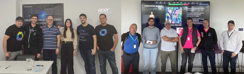 LEFT: Hot Labs in Madrid with my teammates. / RIGHT: Maidenhead reconnect 2023 with services team.