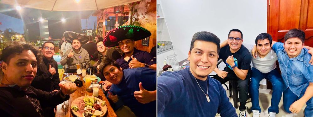 LEFT: Casual teammates dinner. / RIGHT:  Poker night with teammates.