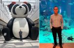 Having fun with giant Chinese pandas. / Palm Atlantis - Dubai 2024 - Enjoying aquarium