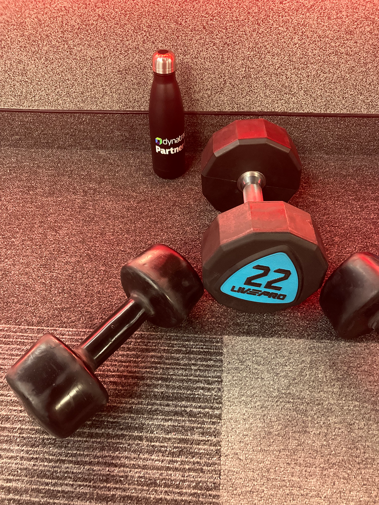 With my favorite dumbbells and a modest marketing...d a