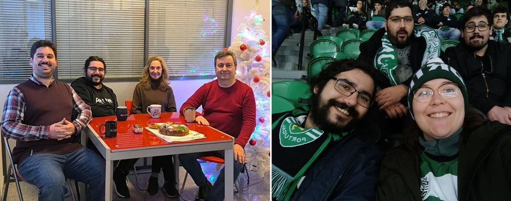 LEFT: Pedro Deodato, me, Silvia and António. All at the office! / Right: Me nd Pedro Deodato's adventure at Dynatrace Innovate this year in Amsterdam.