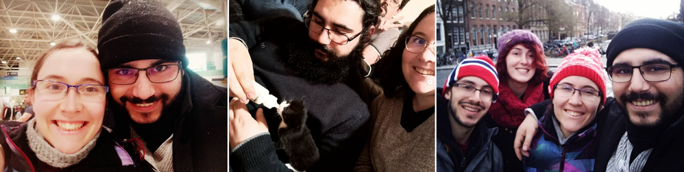 With my girlfriend and, some friends and one of the cats we adopted :)