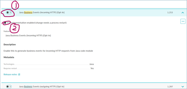 Two toggle button for OneAgent features.png