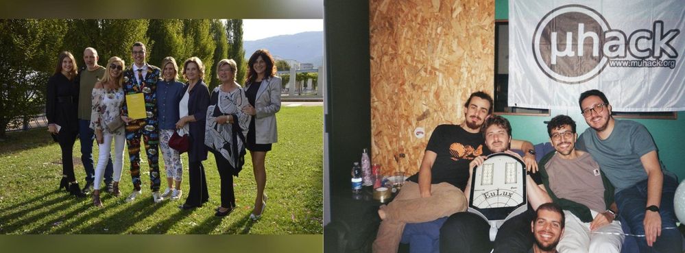 On the left: Yanez with family. On the right:  Connecting through technology, ideas, and shared enthusiasm at Muhack.