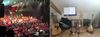 On the left: the XXL orchestra (over 200 musicians on stage) conducted by Arnaud Dolmen. On the right: some of my musical instruments (missing the drum set which is in a bunker for cautious and the piano).