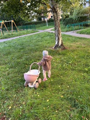 My daughter strolling around our neighbourhood
