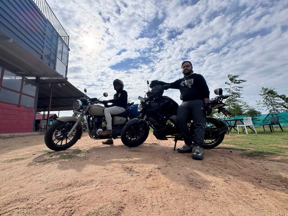 On the road with his brother.
