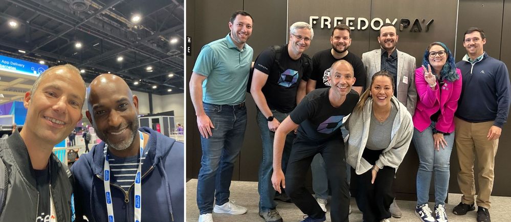 Lots of great people on Andi's path. Left: with Kelsey Hightower. Right: with FreedomPay team.