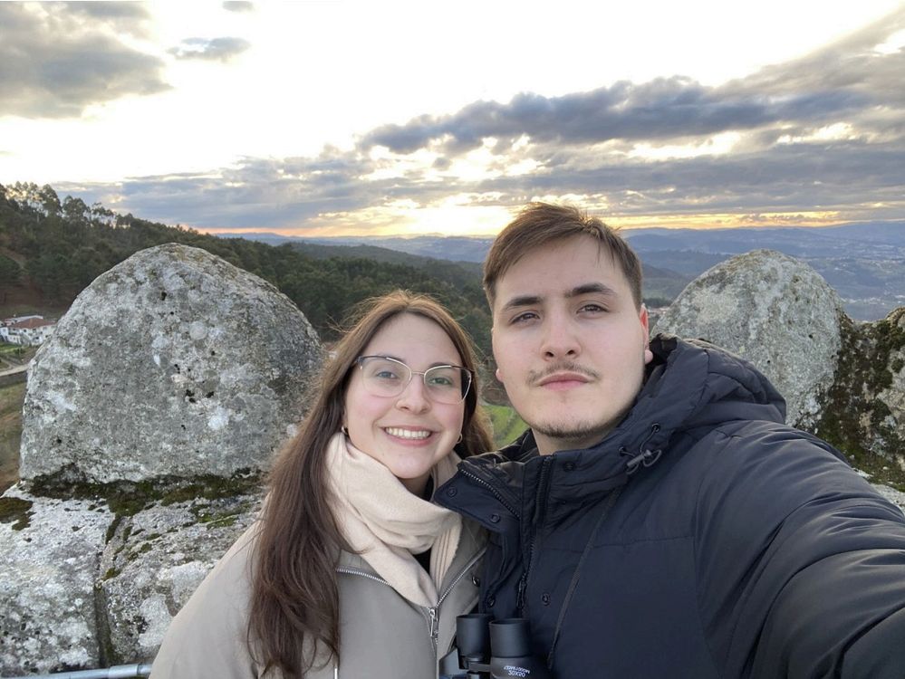Me and  my wife, Isabel, in a Castle