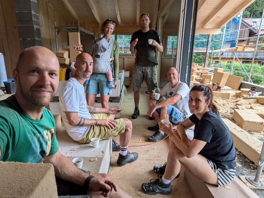 House building with wife and friends
