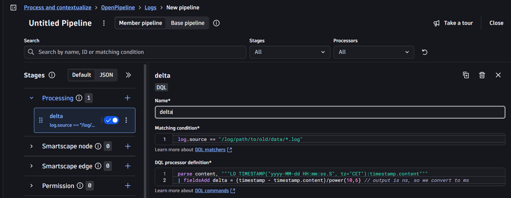 Add DQL processor with definition in member pipeline.