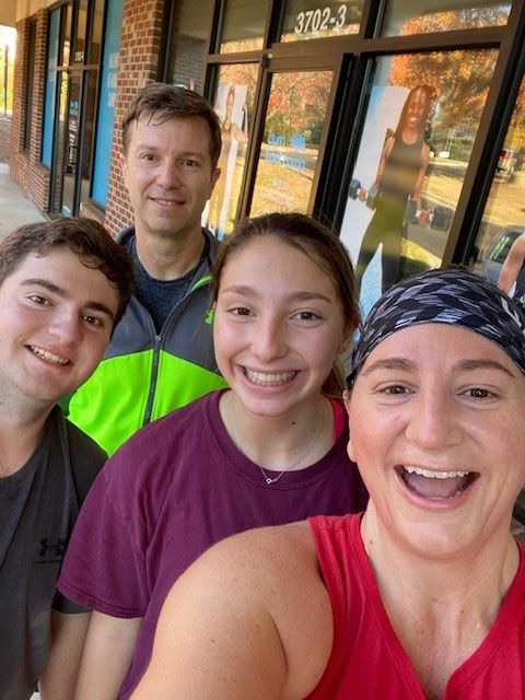 Alicia with family after workout