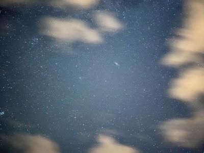 Night sky - Andromeda near the center and the Pleiades