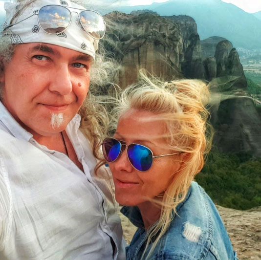 Pete with Ewa in Meteora, Greece